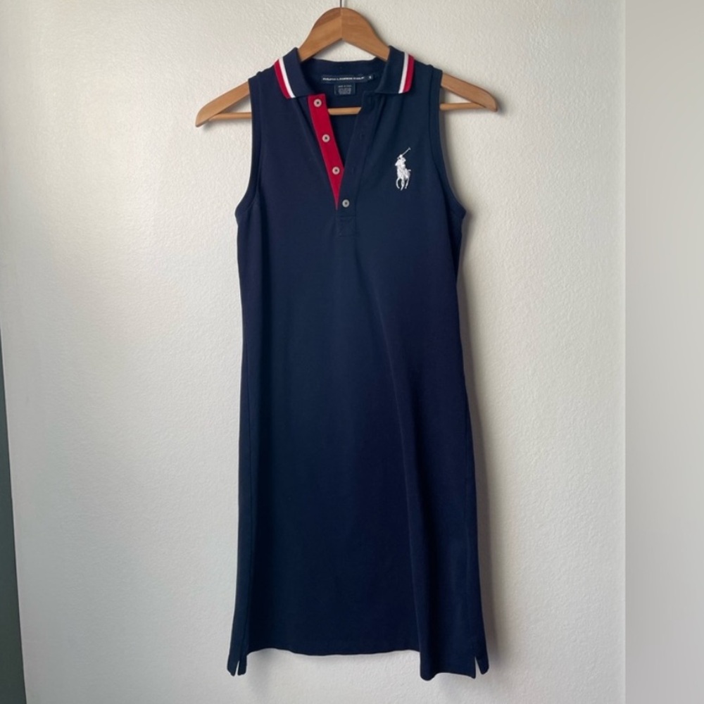 Vintage Ralph Lauren Blue Polo Golf Dress Big Pony Retro